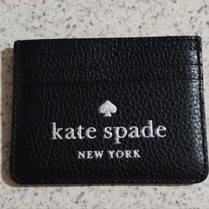 Kate Spade Black Cardholder With Silver Sparkle Lettering